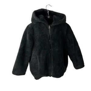 Zara Black Faux Shearling Hoodie Jacket